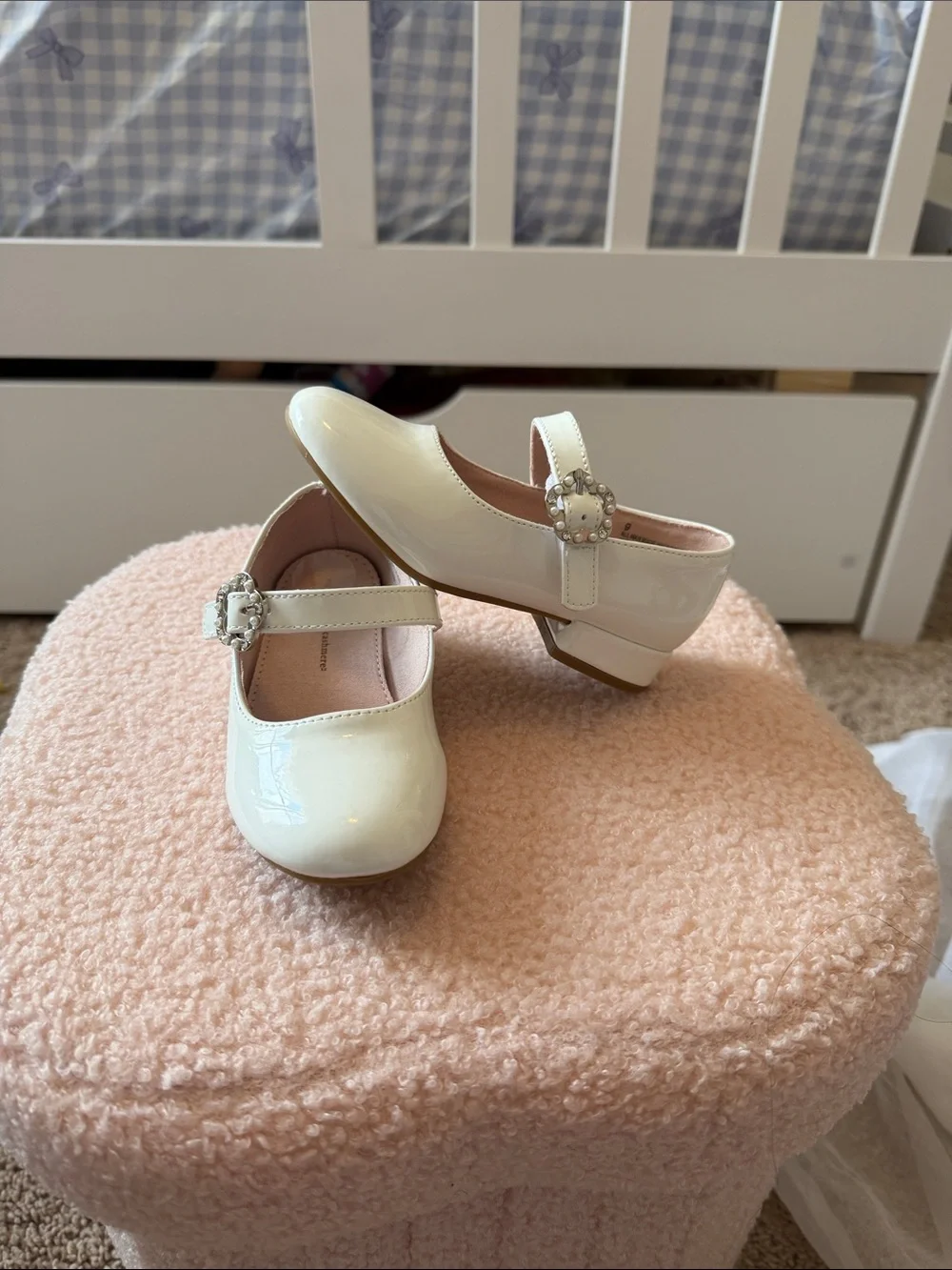 cupcakes & cashmere Cream Patent Mary Jane Shoes with Pearl Buckle